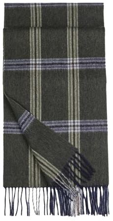 FLEESOFT 100% Wool Plaid Scarf for Men and Women, Winter Warm Long Scarves for Cold Weather, Tartan Plaid Wool Scottish Scarf