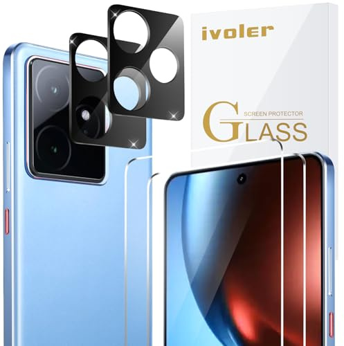 ivoler 2 Piezas Cristal Vidrio Templado Protector de Pantalla para Realme GT 7 / Realme GT 7T, con 2 Piezas Protector de Lente de Cámara, 9H Dureza, Antiarañazos, Sin Burbujas