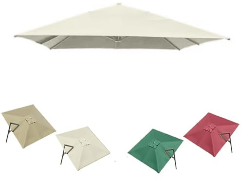 Parasol déporté Beige de 3 m (10 pi) de Rechange – Housse de Protection Anti-UV pour Parasol de terrasse avec 8 Baleines pour Piscine, Cour et Jardin (3 m de Haut)