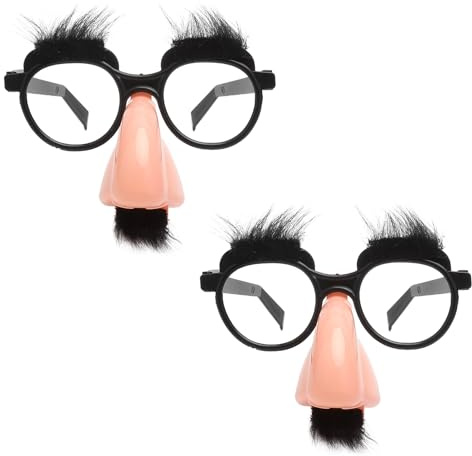 KQDRAVINE 2 Stück Lustige Brillen Party Brillen Lustig, Brille mit Bart und großer Nase, Brille Lustig für Halloween, Streiche, Partys und Festivals