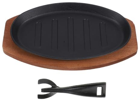 Amosfun Molde Para Hornear De Hierro Placa De Parrilla Utensilios De Cocina De Hierro Para Carnes Parrilla Estilo Barbacoa Sartén Para Fajitas Con Superficie Antiadherente Para Cocinar Int