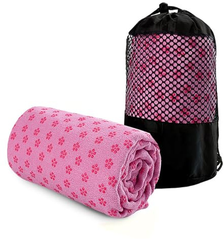 BYYLECL Non-slip Yoga Towel, 183x63cm Large Gym Towels Quick Dry Portable Breathable Yoga Mat with Mesh Carrying Bag 183x63cm