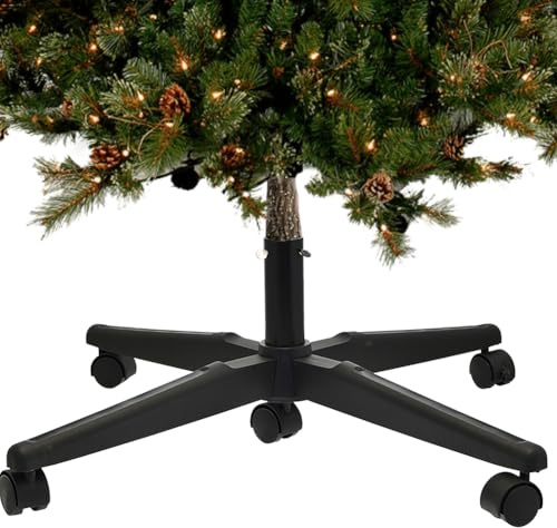 BAKAJI Base Albero di Natale in Plastica con Ruote, Supporto Versatile Regolabile Nero con Rotelle Piroettanti con Blocco e Attacco Universale, Resistente ed Ergonomico 69 x 22 x 50 cm