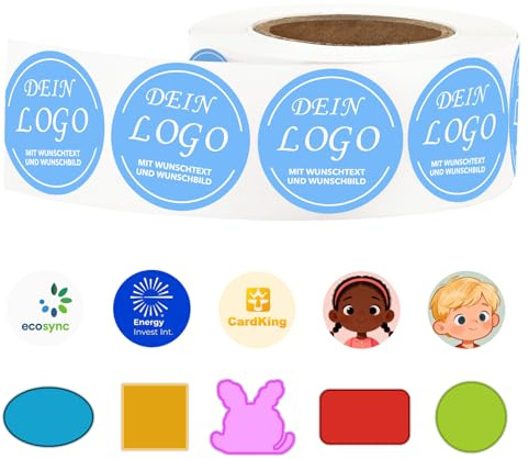 Pegatinas Personalizadas con tu Logo o Diseño Etiquetas Adhesivas Redondas o Cuadradas para Negocios Bodas Comunión Vinilo Impermeable logo