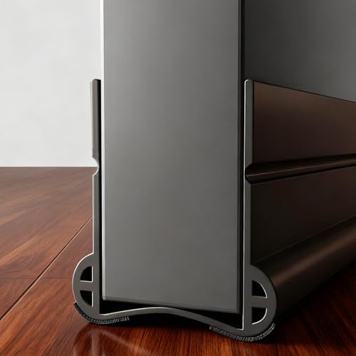 Bas de Porte Isolant Universel 93 cm avec Feutre Insonorisant, Nouveau 2026 - Joint Adhésif Réglable pour Portes 3.5-5.5 cm, Bloque Courants d'Air Odeurs et Insectes (Noir)