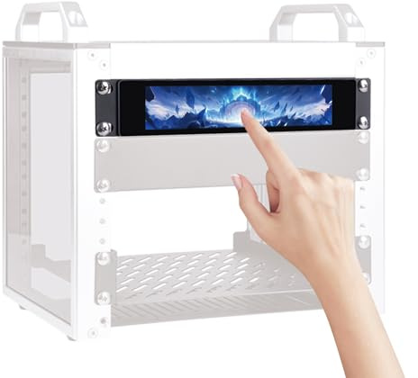 GeeekPi 17,55 cm 1424 x 280 LCD Touch Screen 1U Rack Mount Monitor per DeskPi RackMate T0/T1/T2/T0 Plus/T1 Plus/TL1 Server Rack e 10 Server Rack