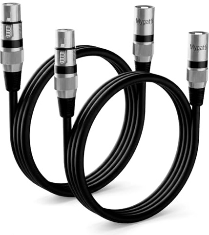 QWORK® Pack de 2 Cable XLR Macho a Hembra 2m – Cable de Micrófono de 3 Pines con Blindaje Profesional para Mezclador, Altavoz, Amplificador y Estudio de Grabación