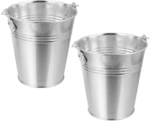 CALLARON 2pcs Galvanized Iron Sheet Grill Drip Buckets for Outdoor Use, Easy to Clean Grease Oil Buckets for Camping and Picnics with Sturdy Silver Finish