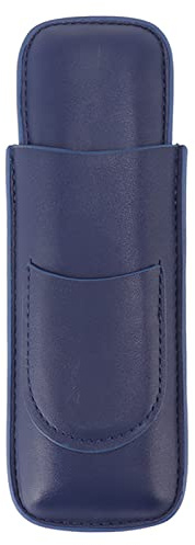 WGFOIP Vintage Handgjorda Slanka Bärbara Cigarrfodral Elegant för Resor Affärsfest, 2 Fingrar Cigarrhållare för Män, Konstläder Brun 2 Cigarrhållare (Blå)