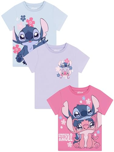 Disney Lilo Y Stitch Pack De 3 Camisetas Niña, Camiseta Stitch Y Angel, Top Niñas Multipack, Ropa Niña, Multicolor 11-12 Años