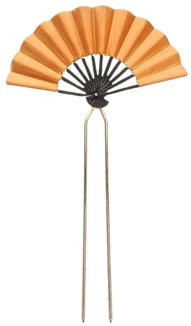 NUSITOU Chinesischer Haarstab Vintage Fächer Haarnadel Gold Antik Stil für Braut und Traditionelle Hochzeiten