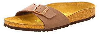 BIRKENSTOCK Classic Madrid Birko-Flor, Damen Pantoletten, Gr.-40 EU,Braun (Nubuk Mocca)