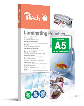 Peach Laminierfolien A5-100 mic - 100 pouches - glänzend - Premiumqualität für beste Laminierergebnisse - kompatibel mit Geräten aller Markenhersteller - PP500-03