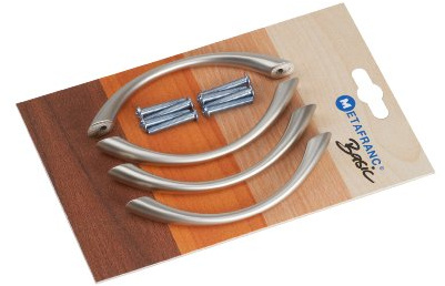 Metafranc Möbelgriff 96 mm - nickelmatt - 4 Stück - Hochwertige Verarbeitung - Schlicht & elegant - Inkl. Montagematerial / Möbelbeschlag / Schubladengriff / Möbelgriff-Set / 198117