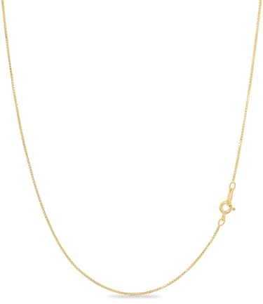 KEZEF Goldkette Damen 18K vergoldet, 925 Silber, 38-75 cm, ohne Anhänger | Venezianerkette, Boxkette, Sterlingsilber Basis, Neun Längen, Drei Farbtöne, Federringverschluss, 15 Bis 30 Zoll