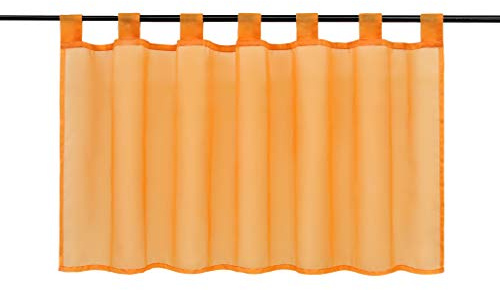 Joyswahl Scheibengardine Voile Bistrogardine Kurzstore Eva 45x120cm Orange | Unifarbige Gardine Stores,Transparent,1er Pack,Küchengardinen modern,Kurzgardine,Fenstergardinen Küchenfenster