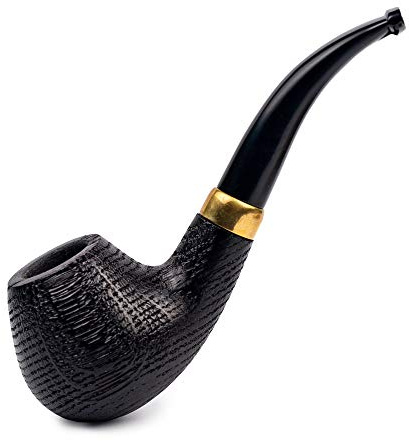 Dr. Watson - Tobacco Pipe, classic Bent Apple shape, Handcrafted from Oak Wood, Fits 9mm Filter (Rusticated)