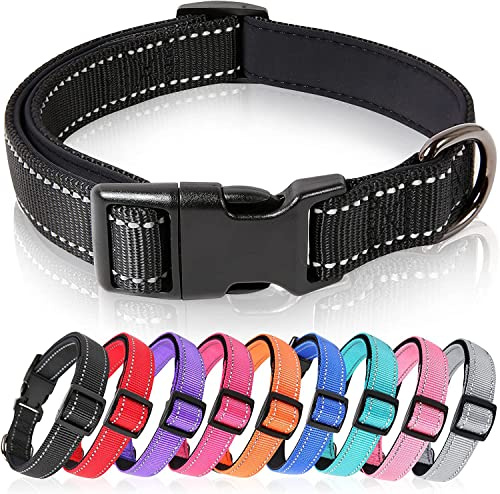 HEELE Hundhalsband, Reflekterande Nylon Hundkrage, Halsband för Hund Justerbar med Mjuk Neopren Vadderad, Halsband för Små Hundar, Svart, S | S hals: 26–38 cm, Halsband för Hund Justerbar Reflekterande med Mjuk Neopren Vadderad Halsband för Små Medel Stora Hundar