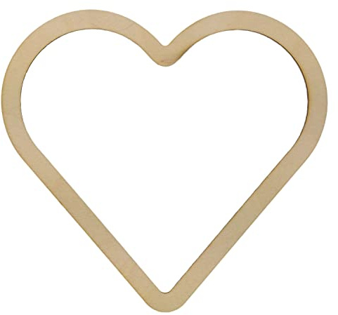 Netuno 5 x Holzform Herz 15 cm Natur Bambus Rahmen Basteln Makramee DIY Traumfänger Floristik Wandgestaltung Fensterhänger