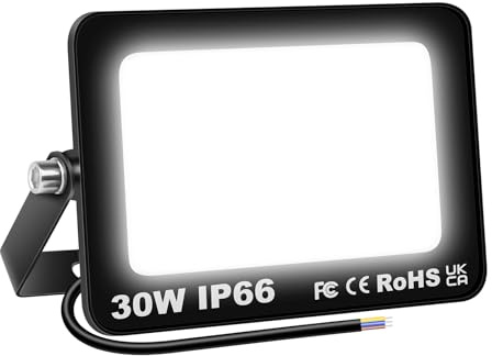 AUXTINGS Faretto LED 30W 3000 Lumen Bianco 6000K,Luminosa Proiettore Faro LED da Esterno per Giardino Corridoio Casa il Parcheggio Del Casa,Impermeabile IP66 175-260V