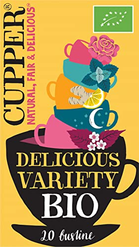 CUPPER - Pack Sabores Deliciosos Variados - Estuche con 20 Bolsitas de Infusiones Ecológicas - Vegano - Incluye 5 Variedades Diferentes - Ideal para Preparar con Agua Caliente