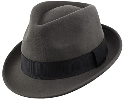 Home Prefer Men's Wool Felt Winter Hat Short Brim Fedora Hat Dark Grey Large (7 3/8) 59cm