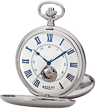 REGENT Herren Taschenuhr Savonnette Offene Unruh 53 MM Mechanischer Handaufzug Römische Zahlen in verschiedenen Varianten