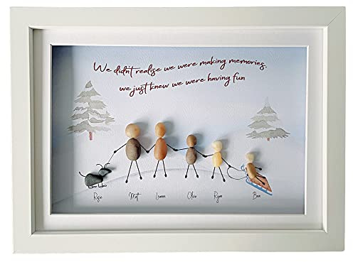 EdgyArt Personalised Pebble Art. Quality Custom Framed Stone Picture Winter Scene. Birthday, Wedding, Anniversary, Christening, New Home, Friend, Mum Dad, New Baby birth