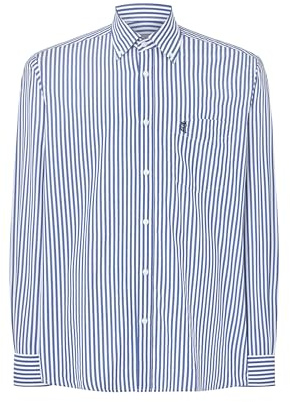 El Búho Nocturno Camisa Hombre Manga Larga - Invierno 100% Algodón Franela Cuadros o Popelín Antiarrugas - Bolsillo Tallas Grandes Holgada Button-Down Shirt - 50% Bambú, 50% Poliéster, Azul 0306, XL