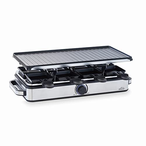 Lacor - 69348 - Plancha Grill Cocina, Raclette Grill, Antiadherente, Placa Reversible, Ecológica, Libre de PFOA, Termostato Regulable, Accesorios Incluidos, Aluminio Fundido, 1400W, 41 x 20 cm