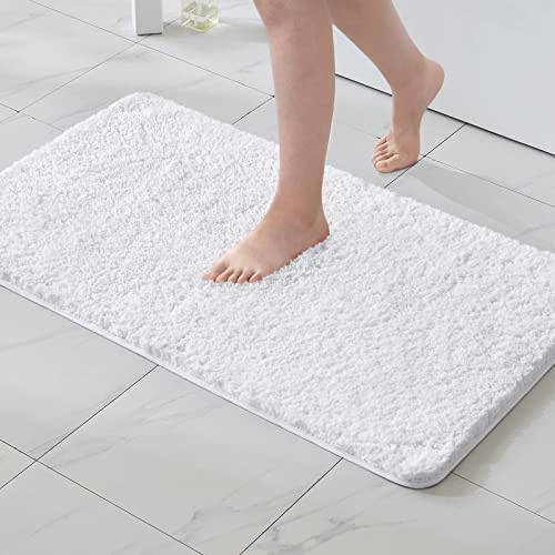 MIULEE Badezimmerteppich Badematte Weiche rutschfest Weiß 70x120 cm | Badteppich Fußmatte Badematten & Badteppiche Bettvorleger Flauschig Teppich Duschmatte für Bade & Wohnzimmer Schlafzimmer