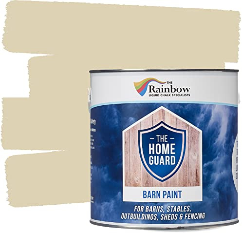 Rainbow Chalk Markers Home Guard Barn & Fence Paint, 5 L, Cream | Hard-Wearing & Durable, Water Repellent & Weatherproof Exterior Paint for Wood, Fence, Metal & Masonry, Anti-Mould Formula