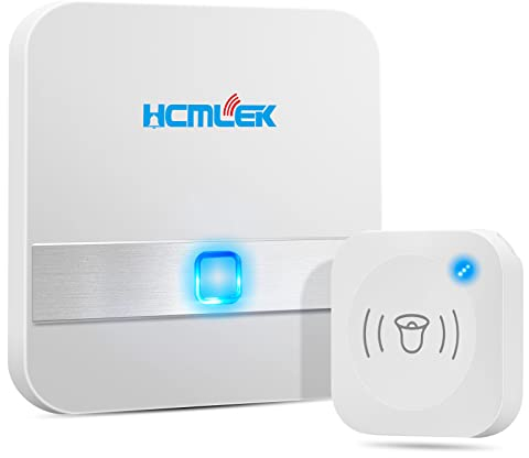 Hcmlek Funkklingel Aussen Wasserdicht, 300m Reichweite Türklingel Funk Set IP55 Haustür Klingel mit 1 Empfänger für Outdoor, Haustür, Haus, Geschäft, Büro Hausklingel