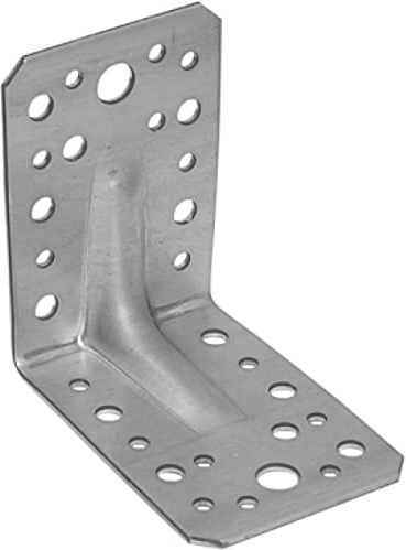 Gedotec Schwerlast Winkelverbinder mit Sicke 90° Eurocode-Bohrungen | 100 Stk Winkeleisen - 90x90x65 mm | Pfostenträger mit Rippe Anschraub-Winkel | Metall Winkel Metallwinkel 90 Grad Winkel Metall