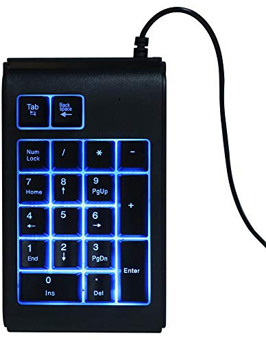 Teclado Retroiluminado con Cable USB, Sensación Mecánica, Respiración Tricolor, 19 Teclas, ABS, Plug and Play, Impermeable, a Prueba de Salpicaduras, Teclado Numérico Externo