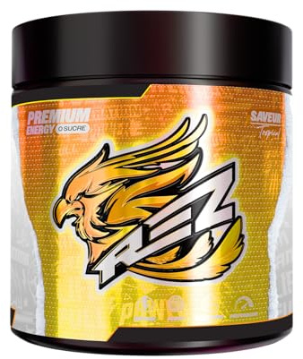Rez | Energy Drink in Pulverform | Zuckerfreier Energy Drink | Natürliche Farbstoffe und Aromen | 4 Stunden Energie | Nur 30 Kalorien | 40 Shakes in 1 Dose (Tropical)