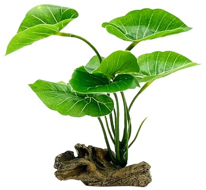 Smoothedo-Pets Fish Tank Decor Aquarium Decorations Ornaments Betta Leaf pad Hammock 6inch Plastic Artificial Plant Goldfish Fish Hides Small Tank/Reptiles Plants Driftwood (Green-Type-A)