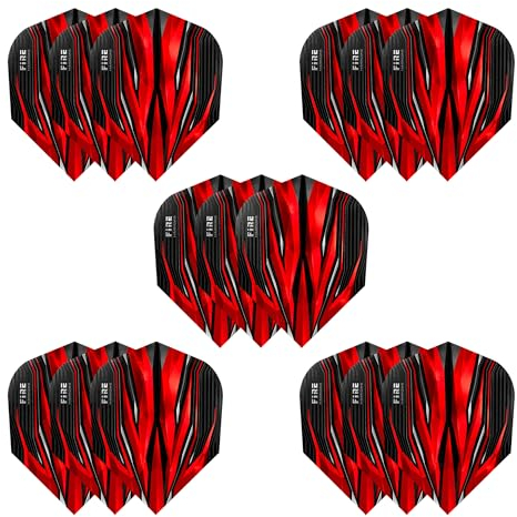 Harrows Fire Dart Flights, 5 x Sets Darts Flights (15 Flights insgesamt) I 100 Mikron Dart Flights I Premium Extra Strong Made in UK I Professionelles Dartzubehör I Red Dart Flights