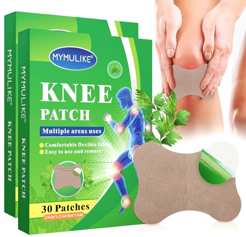 MYMULIKE 60 Count Knee Patch, Warming Herbal Plaster Heat Patches, Extra Strength Wormwood Extract Sticker of Joint for Knee, Back, Neck, Shoulder