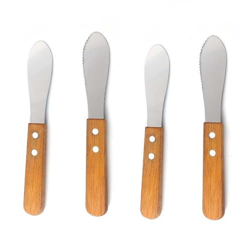 TOPLETAOSJU 4 Pcs Butter Knife Cream Spatula Slicer Steel Cream Spatula Condiment Spreader for Pastry Cake Shop Bread Slicer