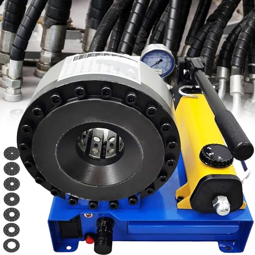 YANGYMM Schlauch-Crimper, 1/4-1'' Hand-Hydraulik-Schlauch-Crimp-Werkzeug, Tragbare Press-Crimper-Mini-Schlauch-Pressmaschine mit 7 SäTzen Von Matrizen, für Maschinen-Rohrleitungen