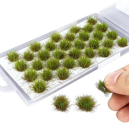 HORREX 32 articles Miniature Herbe Décoration,Herbe Synthétique,Mini Bouffes Modèle Statique Bouffe Kit Résine Statique Paysage Modèle pour la Décoration du Terrain Train et Paysage Ferroviaire