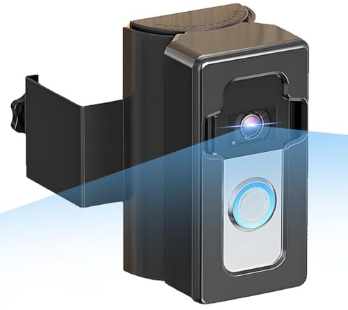 Adjustable Doorbell Angle Mount, 45 to 135 Degree Bracket Compatible with Video Doorbell 1/2/3/3 Plus/4/2020/2021/Pro/Blink, No Drill Anti-Theft Wall Holder Kit with Rain Cover (Black)