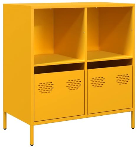 vidaXL Skänk senapsgul 68x39x73,5 cm kallvalsat stål, förvaringsskåp, sideboard skåp, hall skåp, buffé, kök förvaringsskåp, vardagsrum förvaringsskåp
