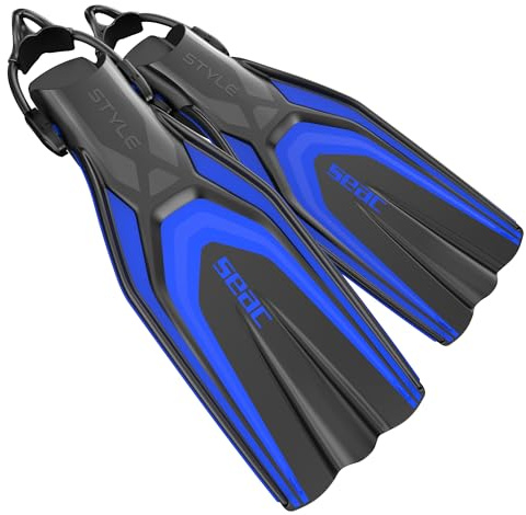 SEAC Uni – Erwachsene Style S Tauchflossen mit Sling Strap für den professionellen und Freizeitgebrauch, Blau, X-Large