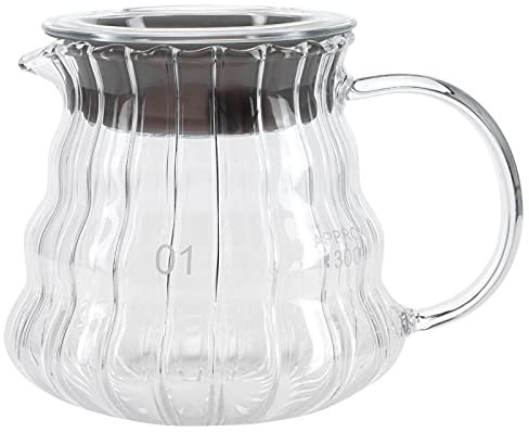 Caffettiera pour over, caraffa per caffè in vetro, caffettiera pour over, gocciolatore per caffè in vetro con coperchio caraffa e filtro in acciaio inossidabile (300 ml)