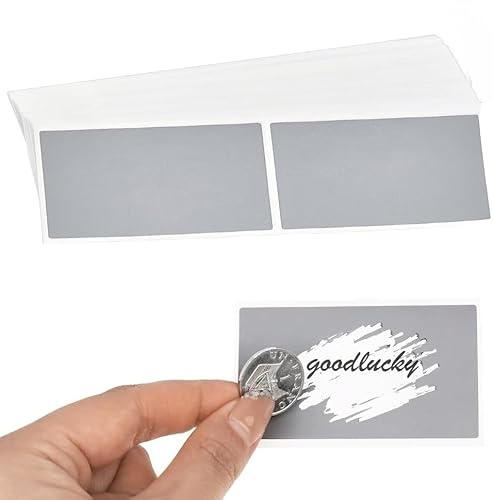 100 pegatinas para rascar, 41 x 72 mm, etiquetas para rascar plateadas, sin arañazos, etiquetas sin rascar, para hacer tarjetas de rascar y rascar tu propio