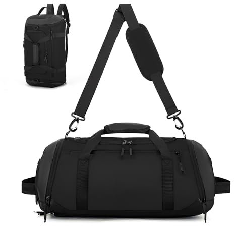 Dokeno Borsa Palestra per Uomo e Donna, Borsa Sportivo con Porta Scarpe e Tasca Umida, Borsa da Leggera e Grande per Viaggio, Sport, Fitness, Piscina, Borsa da Weekend, Gym Bag Duffel Bag, Nero