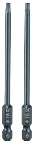QUARKZMAN 2 Pièce Embout de Tournevis Torx Magnétique, T15 1/4 Hex Tige Longueur 100mm Embout de Vissage Long Hexagonal en Acier S2 avec Trou pour Retirer les Vis de Fixation Outils
