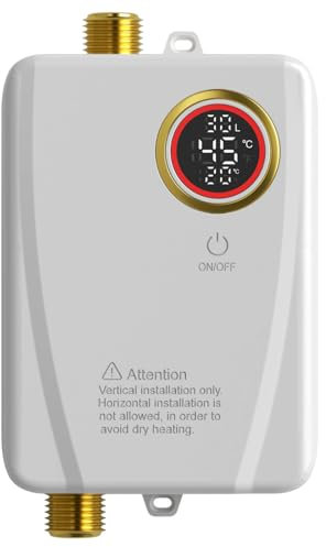 Scaldacqua istantanea elettronico, 3500 W 220V Scaldacqua Istantaneo a Parete Mini Scaldabagno Istantaneo Elettrico con Display LED Della Temperatura, scaldabagno elettrico per Cucina e Bagno